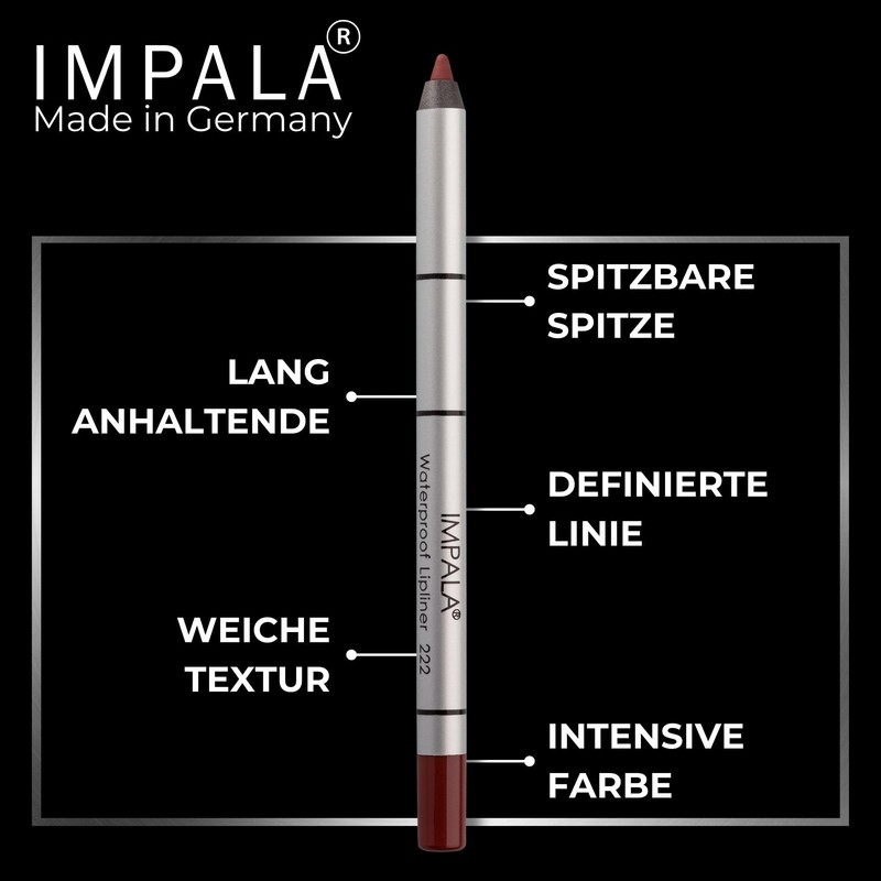 Impala Lip Pencil 222 Deep Berry Wine Creamy Waterproof Long-Wear