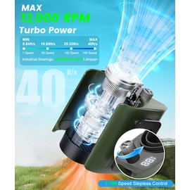 Aopircs Portable Waist Fan - 9000 mAh Belt Turbo Fans MAX 40Hrs Working Time, 12000RPM Strong Airflow Shirt Fan, 1-199 Speed Settings, LED Lights Personal Fans For Hiking, Offices, Gyms or Gifts