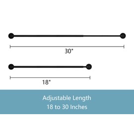 TYRON 4 Pack Magnetic Curtain Rod for Metal Doors Adjustable 18-30 Inch, 3/8 in. Diameter, French Door Magnetic Curtain Rods, Magnetic Cafe Rod(Black)