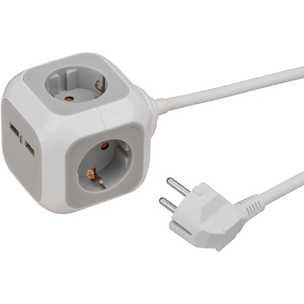 Brennenstuhl Brennenstuhl Alea-Power USB-Charger Steckdosenblock/Steckdosenwrfel 4-Fach (mit 2X USB, 1,4m