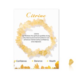 Vellivar Natural Stone Citrine Crystal Bracelet, Gemstone Chakra Bracelet for Women Beaded Bracelets Good Luck Citrine Bracelet Healing Anxiety Bracelet for Girls Womens Birthday Gifts