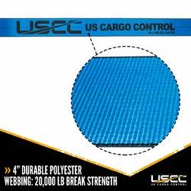 US Cargo Control 4 Inch Winch Strap with Large Flat Hook, 40 Feet Long, Heavy Duty Trailer Winch Strap for Safe Cargo Securement, Large Flat Hook End Fitting for Easy Fastening, Blue, Case of 6