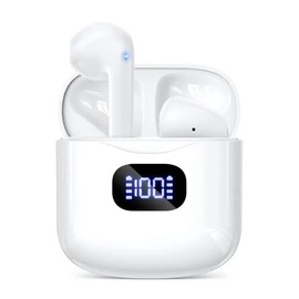 Wireless Bluetooth 5.3 TWS in-Ear Earbuds LED Digital Display IPX-5 Waterproof 40 Hours Playtime HiFi Stereo ENC Headphones White