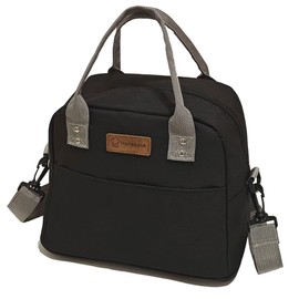 Lunch Bag for Women/Men, Reusable Large Lunch Cooler Bag,Thermal Lunch Box Tote Bag with Djustable Shoulder Strap,for Work Family Office Student School Outdoor BBQ Camping (Black)