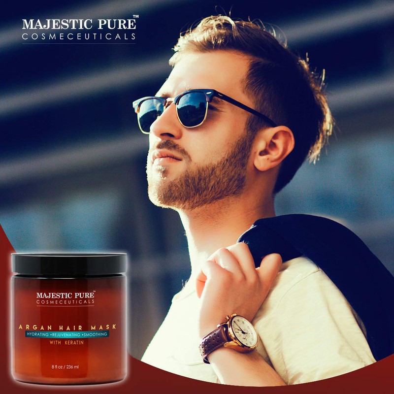MAJESTIC PURE Argan Hair Mask with Keratin - Rejuvenating, Hydrating,