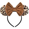 Bmobuo Leopard Print Mouse Ears Headband for Women, Brown Fuzzy