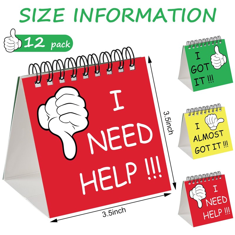 Harloon 12 Pcs I Need Help Mini Flip Chart Signs