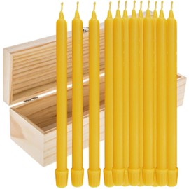 BCandle 100% Beeswax Candles Organic Hand Made - 11 Inch Tall, 5/8 Inch Diameter (Set of 12 in Box)