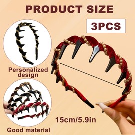 HINGTAI 3Pcs Retro High Head Artificial Pearl Headband, Vintage High Cranium Artificial Pearl Hairband for Women Exquisite Hair Accessories, Fashionable Hair Accessories