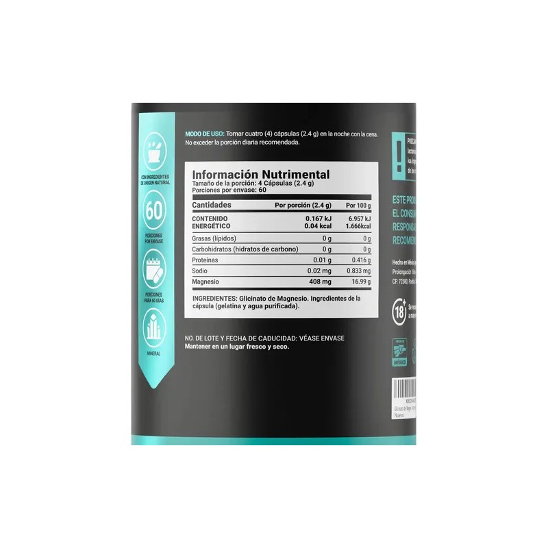 Glicinato De Magnesio 408mg De 240 Cápsulas. B Life