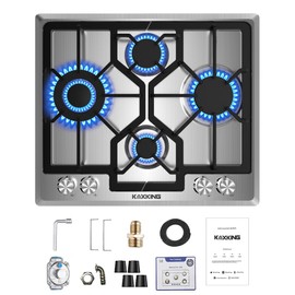 KOXKING 24 inch Gas Cooktop, Built-in Gas Stove Top with 4, 24 Inch NG/LPG Convertible Cooktops, Four Burner Propane Cooktop with Thermocouple Protection, Stainless Steel