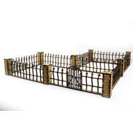 War World Gaming Spooky Fence with Gates and Pillars by WWG