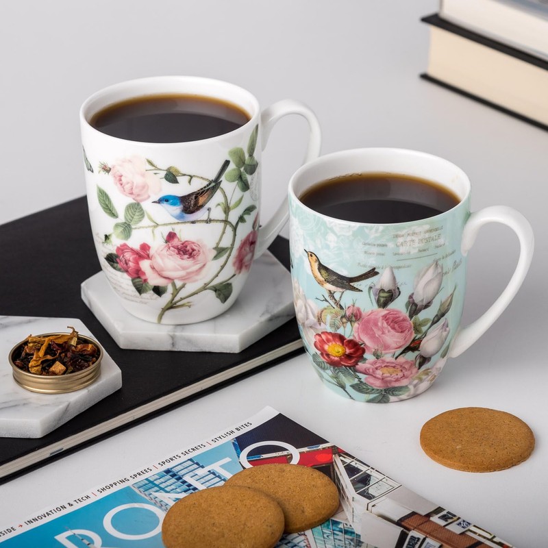McIntosh Bird Garden Set of 2 Fine Bone China Mugs
