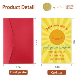 ICOOLYI Sunshine Thinking of You Card – Encouragement and Support Cards for Tough Times – Uplifting Sympathy or Get Well Card for Friend or Loved One