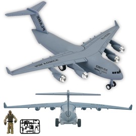 OTONOPI Diecast Plane Model Airplane with Army Man Pull Back and Let Go C17 6289 Alloy Transportation Aircraft Military Airbus with Lights and Sounds Toy Gift for Boys and Girls Age 3+