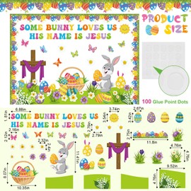 Pasimy Easter Bulletin Board Decorations Set Christian Easter Classroom Decorations Easter Bunny Egg Paper Cut Outs for School Nursery Spring Easter Birthday Party Supplies(Cross)