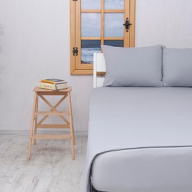 Venice Home 100% Cotton Bed Sheet Set with Deep Pocket - T-Shirt Fabric Jersey Knit - Extra Soft - Easy Fit - 4 Piece Set with Pillowcases - All Season - Comfy – 4 pcs (Gray, Full)