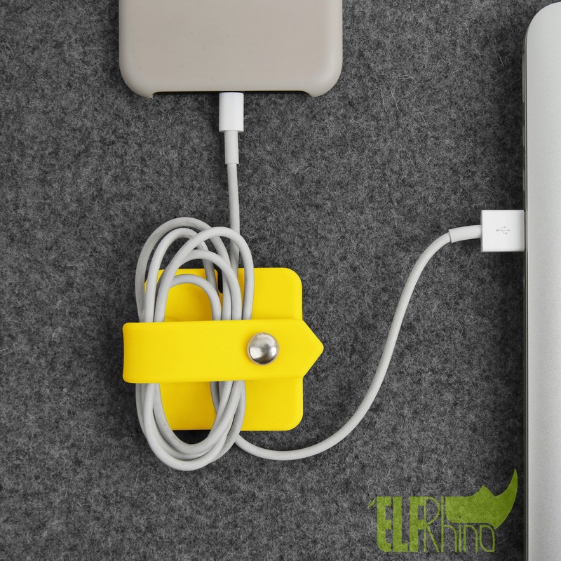 ELFRhino Portable Electronic Device Cover Cord Organizer for Earphones, Yellow