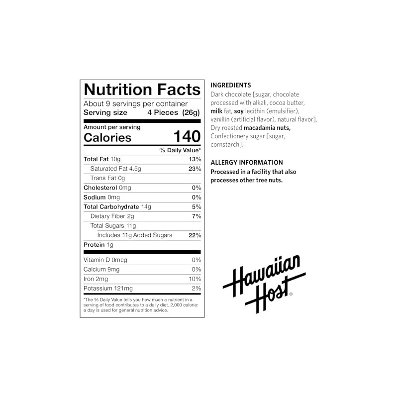 Hawaiian Host Paradise Collection - Dark Chocolate Macadamia Nuts -