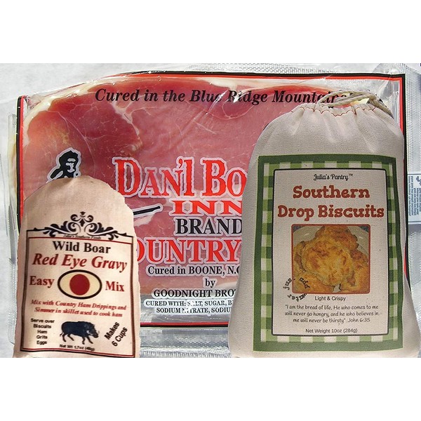 North Carolina Premium Center Slices of Country Ham 1 lb, Biscuits and Red Eye Gravy