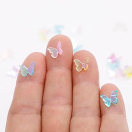 Butterfly Nail Charms, Micro Acrylic Butterflies, 3D Nail Colorful Tiny Butterflies, Aurora Colorful Butterflies Nail for Nails Decoration Crafts DIY (30 Pcs)