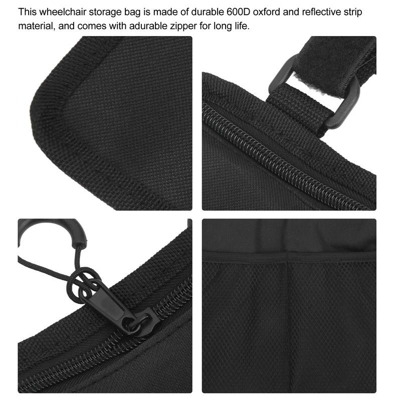 Wheelchair Side Bag - Enhanced Storage & Night Visibility Pouch