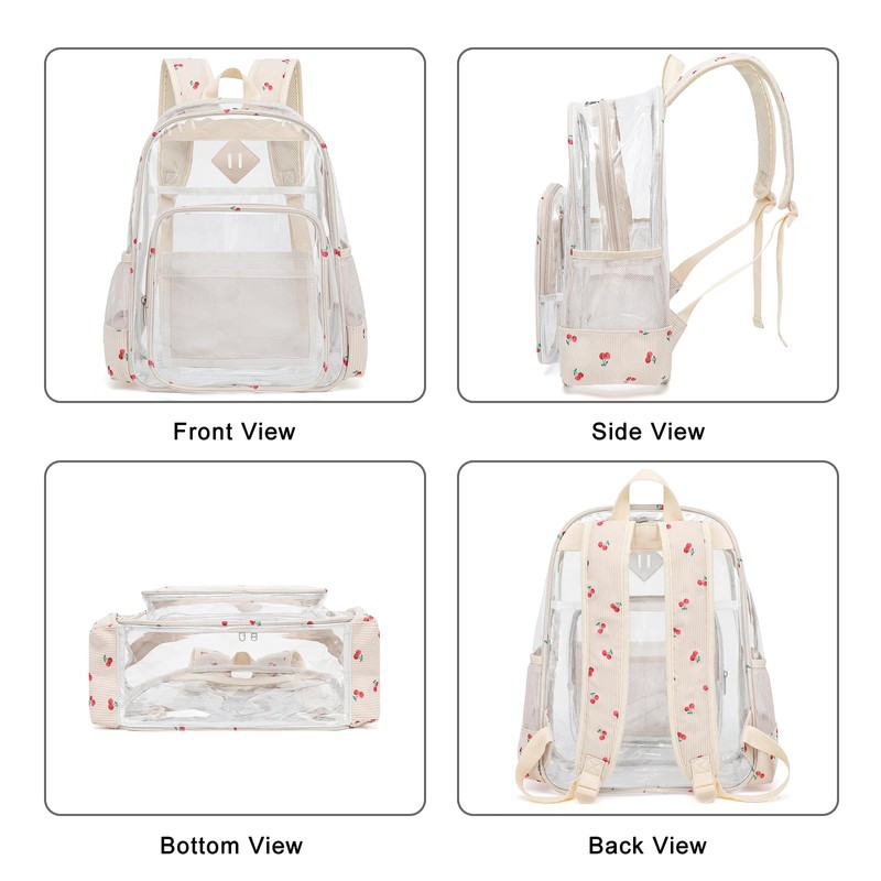 Xunteny Clear Backpack for Girls Women School Bookbag Heavy Duty