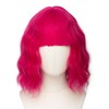 Bob Hot Pink Wig for Women Curly Hair with Bangs