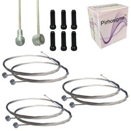 Pirhosigma 6 pcs 2m Long Universal Bicycle Bike Replaceable Brake Inner Wire Cable for Mountain Bike Road Bike MTB + 6 PCs Black Alloy Cable Cap End Tip Crimp
