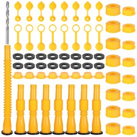Stretchable Gas Can Spout Replacement Kit, (8 Kit-Yellow) Gas Can Nozzle Set - Includes Cans Cap, Spout Sealing Cap,Vent Caps, Flexible Pour Nozzle for 1/2/5/10 Gallon Cans