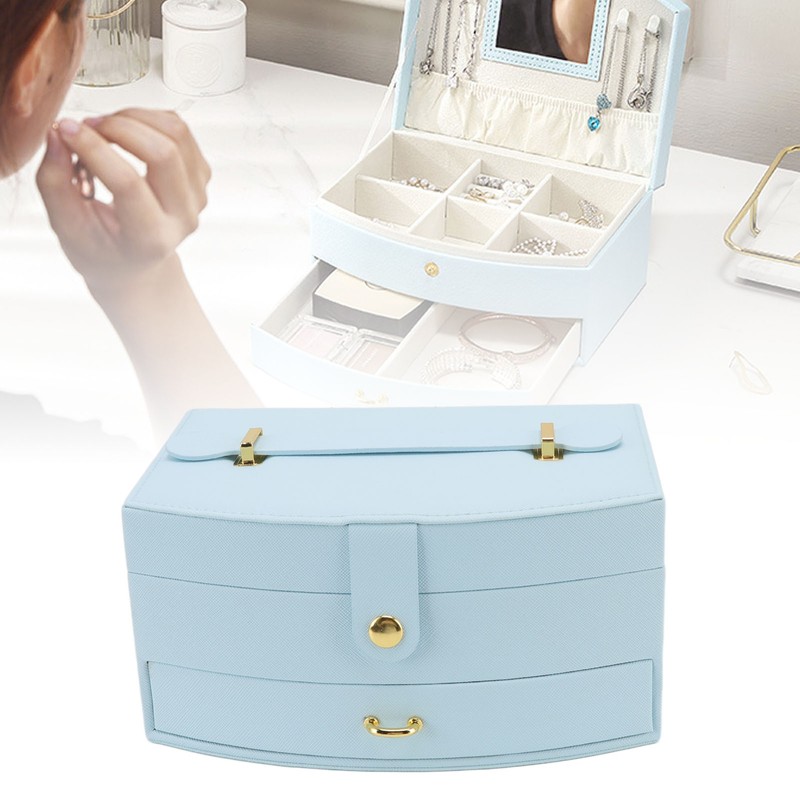 Travel Jewelry Case Portable 2 Layers PU Leather Jewelry Storage