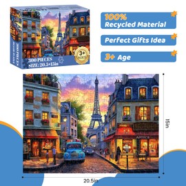 Puzzles 300 Pieces for Adults | Eiffel Tower Jigsaw Puzzles | Recycled Cardboar Jigsaw Puzzles 300 Pieces | Challenging Family Activity Great Gift Idea for Family Friends | 20.5 X 15 inches