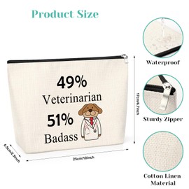 Veterinarian Gift for Women Vet Tech Makeup Bag Funny Vet Pet Doctor Gift Idea for Animal Lovers Appreciation Gift for Veterinarian Women Veterinary Technician Gift Travel Makeup Pouch