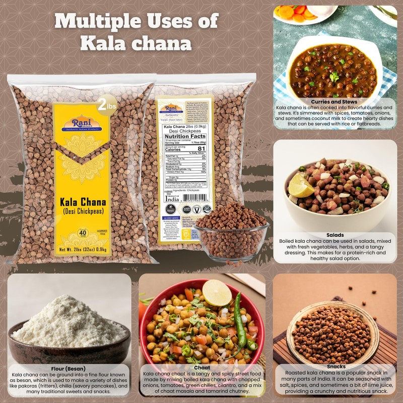 Rani Kala Chana (Desi Chickpeas Chana with skin) 32oz (2lbs)