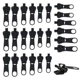 Pack of 24 Universal Zip Repair Kit, 3 Sizes, Removable Zipper for Backpack, Jacket, Suitcase, Sleeping Bag, Robust Black Replacement Zipper