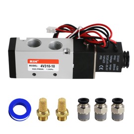 RIH Pneumatics Solenoid Valve 4V310-10 12V/24V/110V Series Single Coil Pilot-Operated Electric 2 Position 5 Way Connection Type (DC24V/Out of line, 3/8"NPT)