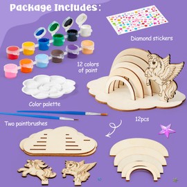 Toyssa Rainbow Wooden Building Kit & Craft Set Children (Rainbow Unicorn)