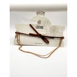 Carisma Suede Choker~ with  Pearl and 2 Gold Tone Chain