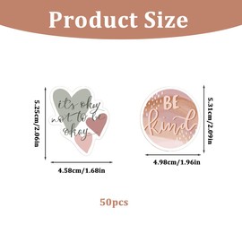 QEDBOJE 50 Pieces Inspirational Vintage Stickers, Boho Motivational Aesthetic Stickers for Women, Adults, Kids, Teens, Teachers, Waterproof Retro Vinyl Stickers