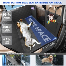 AIEDOULER XL Truck Back Seat Extender for Dogs Hard Bottom, Dog Seat Cover for Back Seat Waterproof, Dog Hammock for Truck Full Size, Pet Seat Covers for Crew Cab F150, RAM1500, Sierra, Tundra, Silverado, Titan