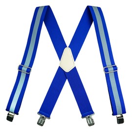 MELOTOUGH Reflective Safety Suspenders|Work Suspenders with Hi Vis Reflective Strip Hold Up Tool Belt Suspenders(X Back Blue Reflective)