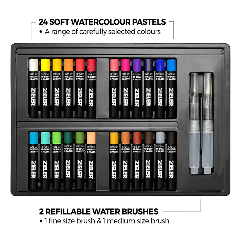 Zieler 24 Artists Soft Water-soluble Oil Pastels | For Dry
