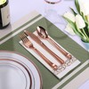 FOCUSLINE 175 Count Rose Gold Dinnerware Set for 25 Guests