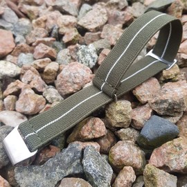 Max French Marine Nationale Elastic Nylon Navy Divers Parachute Watch Straps 20mm 22mm Military Bands (20mm, Green/White)