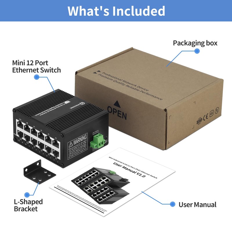 ATROODAC 12 Port Gigabit Ethernet Switch, Unmanaged Industrial Network Switch,