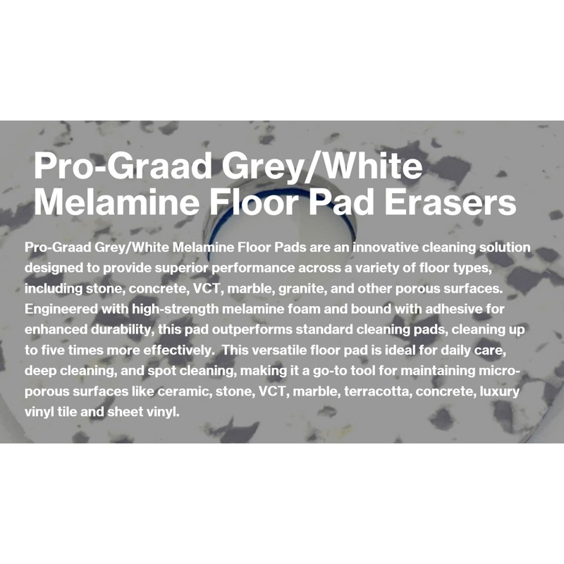 Pro-Graad 13” 330mm Grey/White Melamine Eraser Floor Pad, 68482, 5
