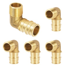 HeSun 5-Pack PEX-A Fitting, 3/4" PEX-A x 1/2" Male NPT Thread PEX Expansion Elbow, ASTM F1960