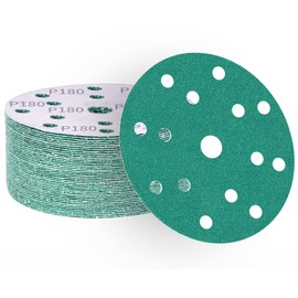 ALPXUXP Sanding Discs 150 mm Velcro 180 Grit Sandpaper 15-Hole Professional for Random Orbital Sanders (Pack of 50)