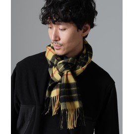 Nano Universe 668-4241202 Men's Soft Cashmere Blend Check Scarf, 060 yellow