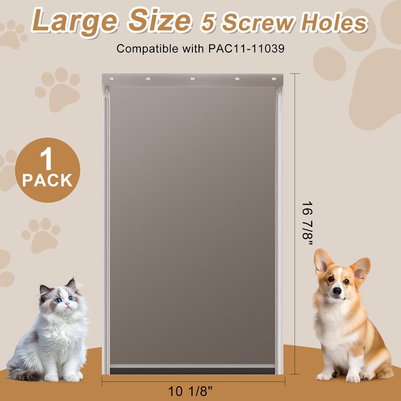 Morikey Large Dog Door Replacement Flap with Screws, Compatible with